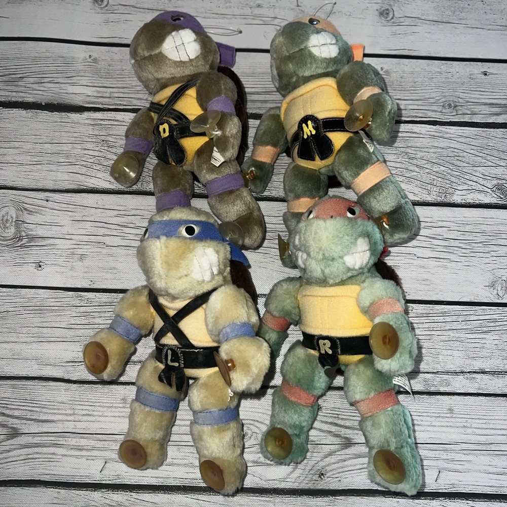 RARE Complete Set of 1989 Playmates Ninja Turtle Plush VTG